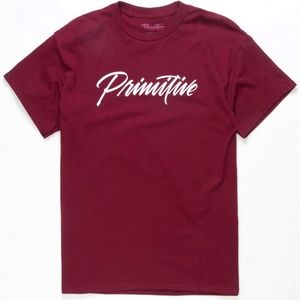 PRIMITIVE Pablo Script Mens Tee in Burgundy